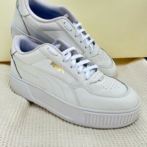 Puma Women's White and Gold Sneakers size 9